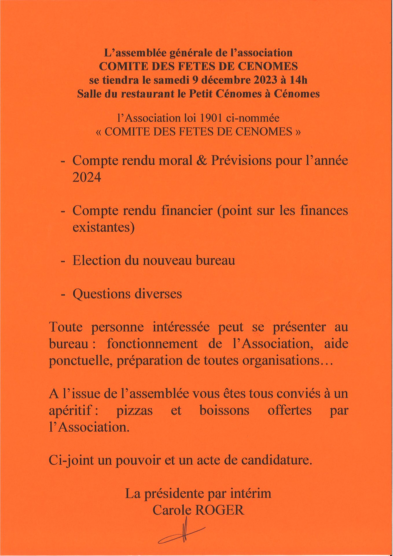 Lire la suite à propos de l’article Assemblée Générale Comité des Fêtes de Cénomes