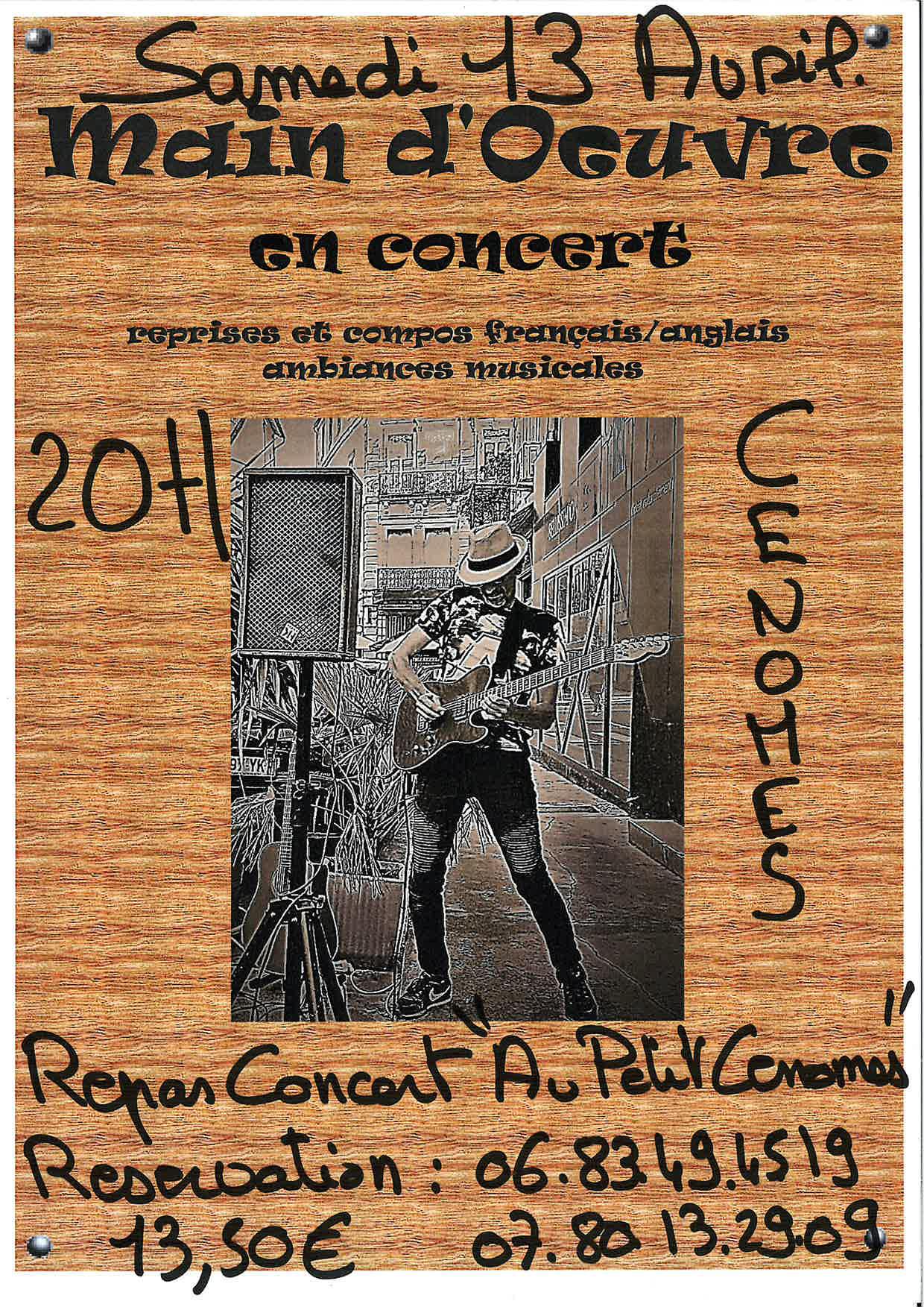 Lire la suite à propos de l’article Soirée Repas-Concert à Cénomes le samedi 13 avril 2024