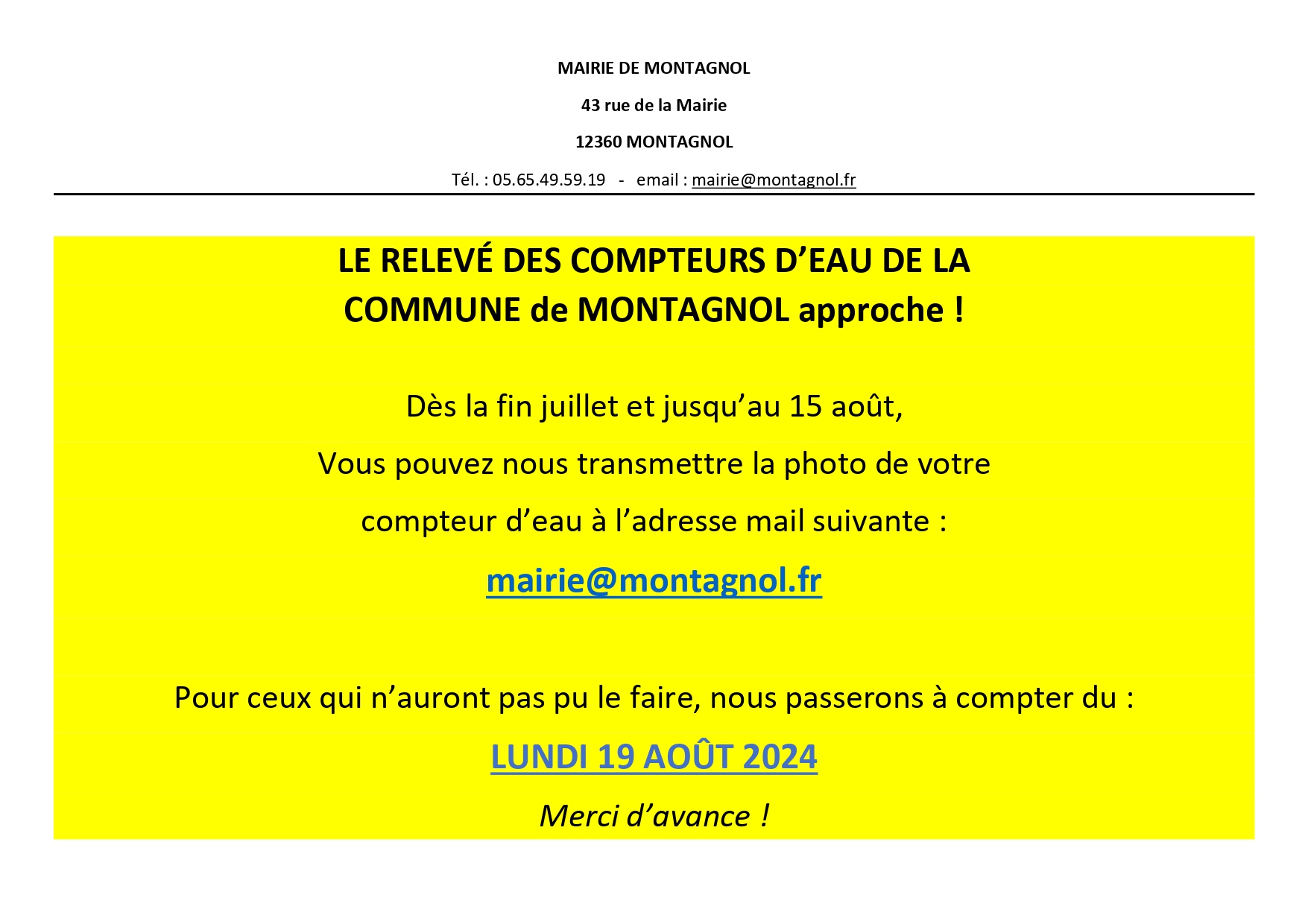 Lire la suite à propos de l’article Relevé des compteurs 2024